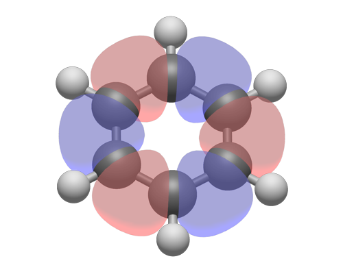 Benzene with rendered molecular orbital
