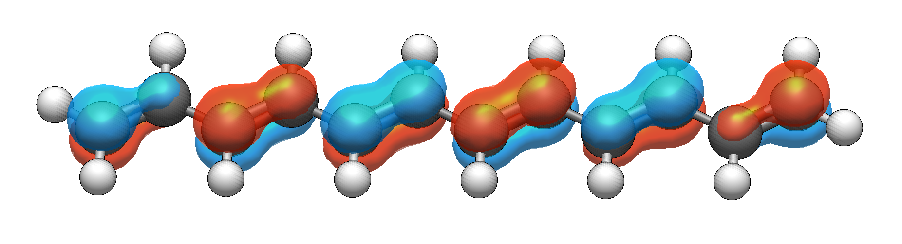 surface rendering of HOMO for a conjugated chain