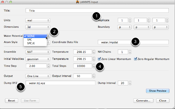 Prepare simulation parameters